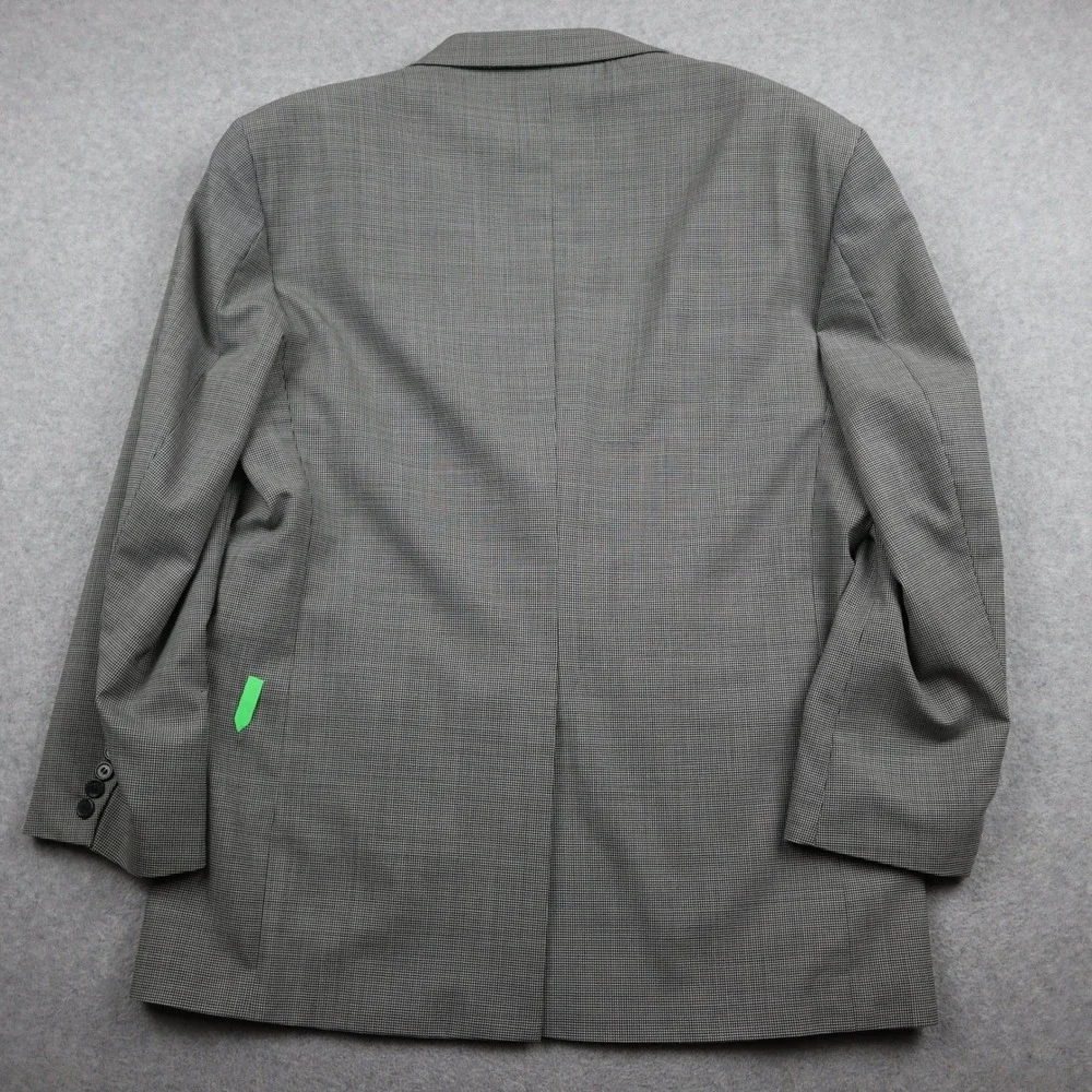 Haggar Black Label Blazer Mens 42 R Grey Houndstooth Worsted Wool Blend 2-Button